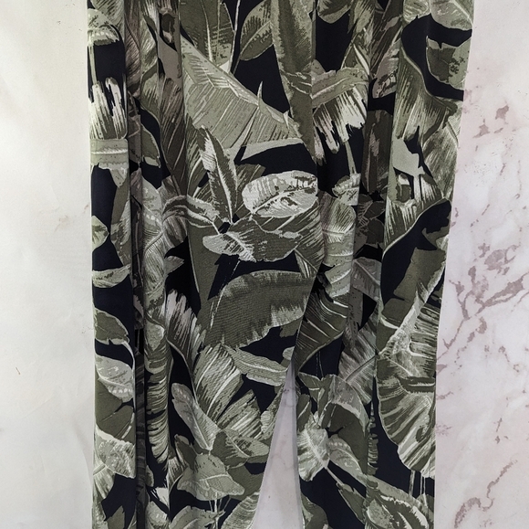 GILI Pants Womens XL P Green Wide Leg Palazzo Resort Hawaiian Floral Botanical - Picture 8 of 14